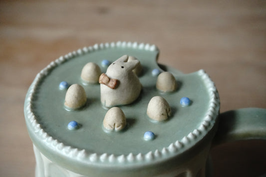 Lidded Cup - Peppermint Rabbit