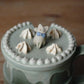 Lidded Cup - Peppermint Blue Bow Cat