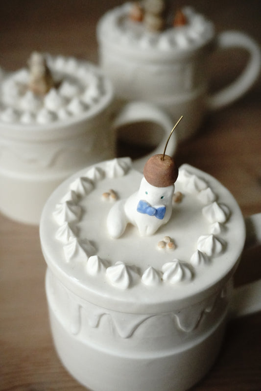 Lidded Cup - Creamy Vanilla Cat